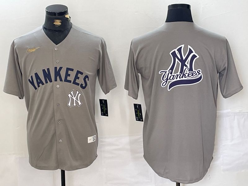 Men New York Yankees Blank Grey Throwback Nike Game 2024 MLB Jersey style 7->new york yankees->MLB Jersey